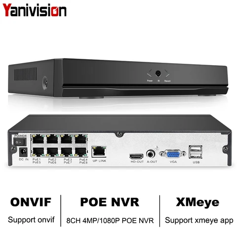 Canais de Segurança Gravador de Vídeo para o Sistema de Câmera p H.265 Nvr Completo hd 8 Cctv Onvif P2p Nuvem Rede ip 8ch 4mp 4ch 5mp 1080