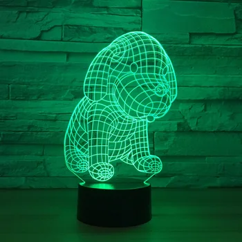 

LED Acrylic 3D night light 7 color puzzled dog USB interface personalized gifts table lamp 1272