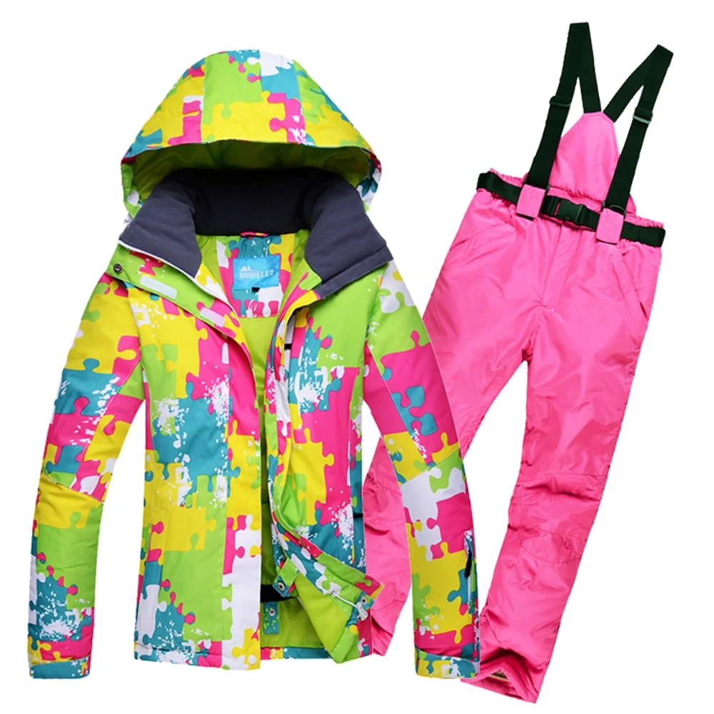 Женщины катание на лыжах костюм Ветрозащитный вода Альпинизм и катание на лыжах куртка + брюки снег нагрудник супер держать тепло высокое качество