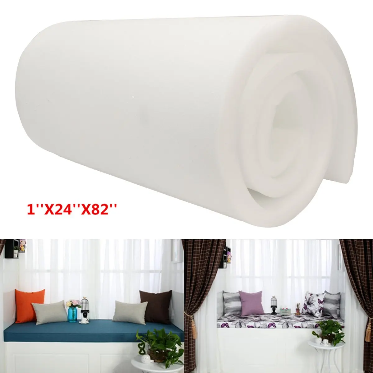 

208X60X2.5cm High Density Seat Foam Rubber Replacement Upholstery Cushion Pad 1''X24''X82''