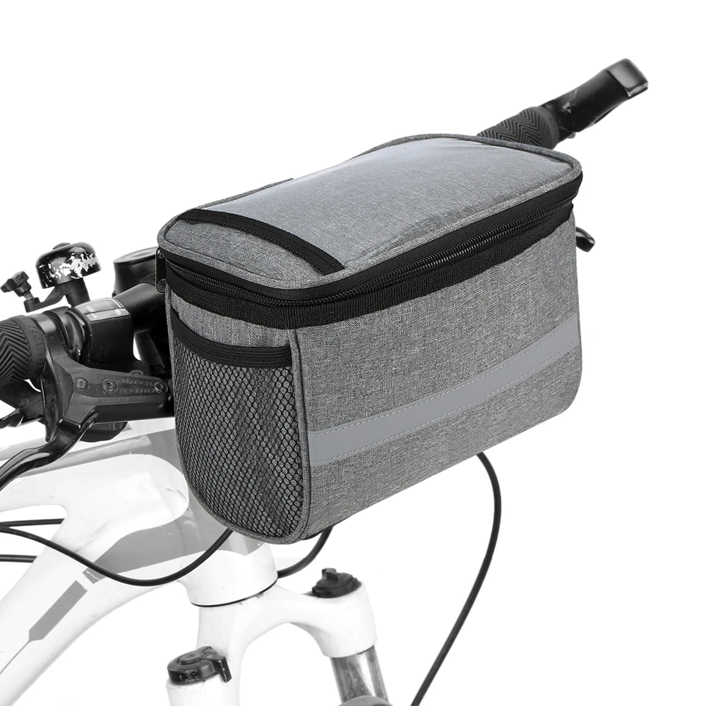 

MTB Bike Handlebar Bag Cycling Bike Bicycle Insulated Front Bag Basket Pannier Cooler Bag with Reflective Strip
