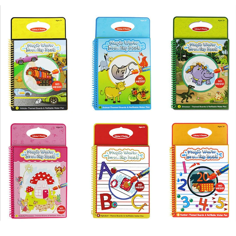 

Magic Water Drawing Book Coloring Book with Refillable Magic Pen