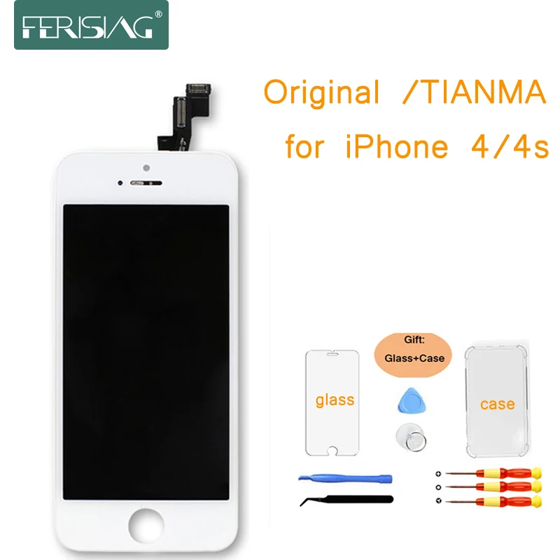 

4/4s OEM/Tianma AAAA + Factory LCD Screen For iphone 4 4S Screen Display Part Glass Touch Panel Digitizer Assembly Complete 4/4s