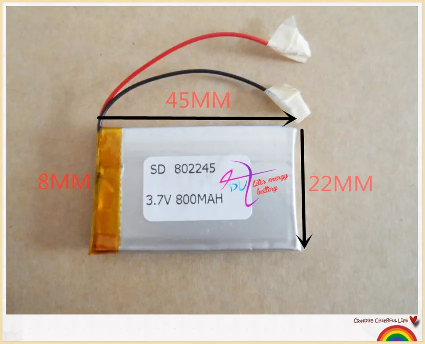 

3.7V lithium polymer battery   802245 MP5 GPS Bluetooth audio 800MAH