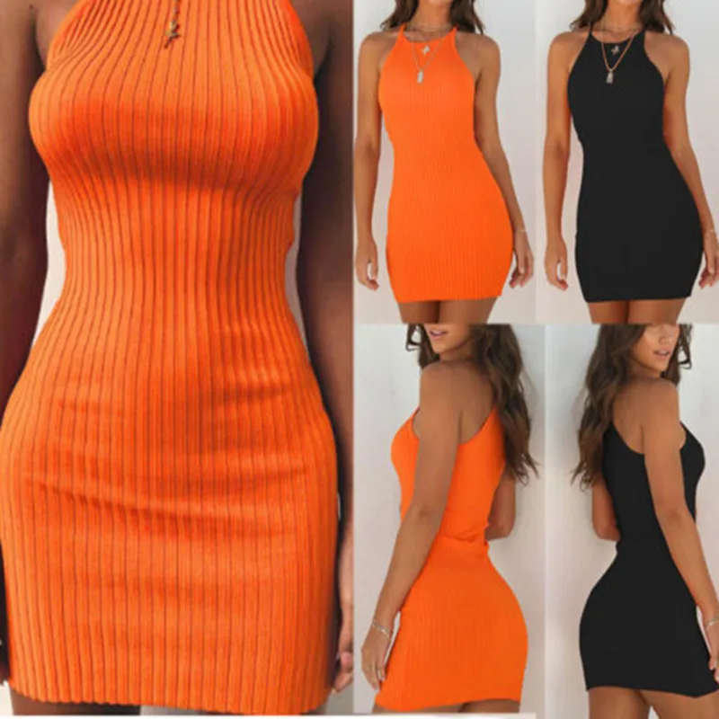 

Six Color sexy knitted dress Women fitness slim short bodycon dress Summer elegant party dress female sundress vestidos