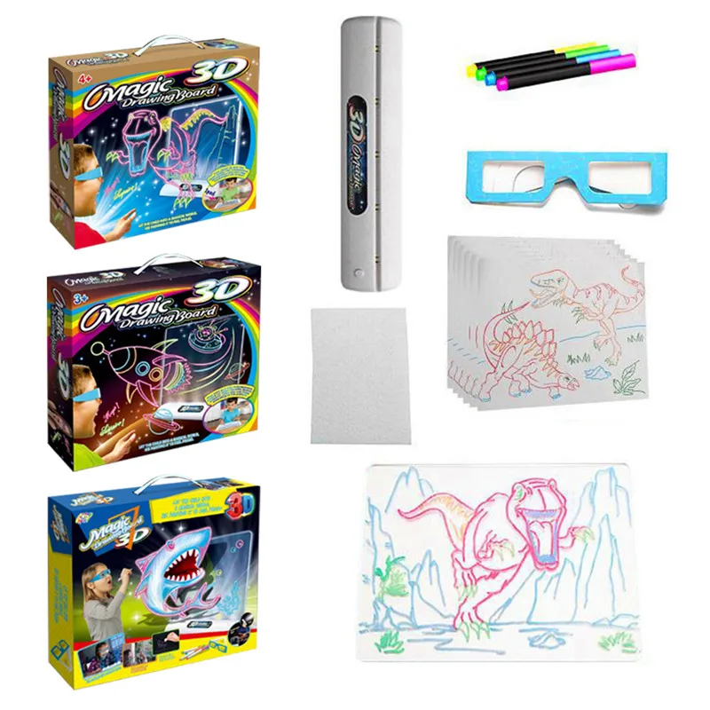 Magic 3D Drawing Board Toy Colorful Pen Painting Tablet Fancy Three-dimensional Kids Portable Sketchpad Drawing Board