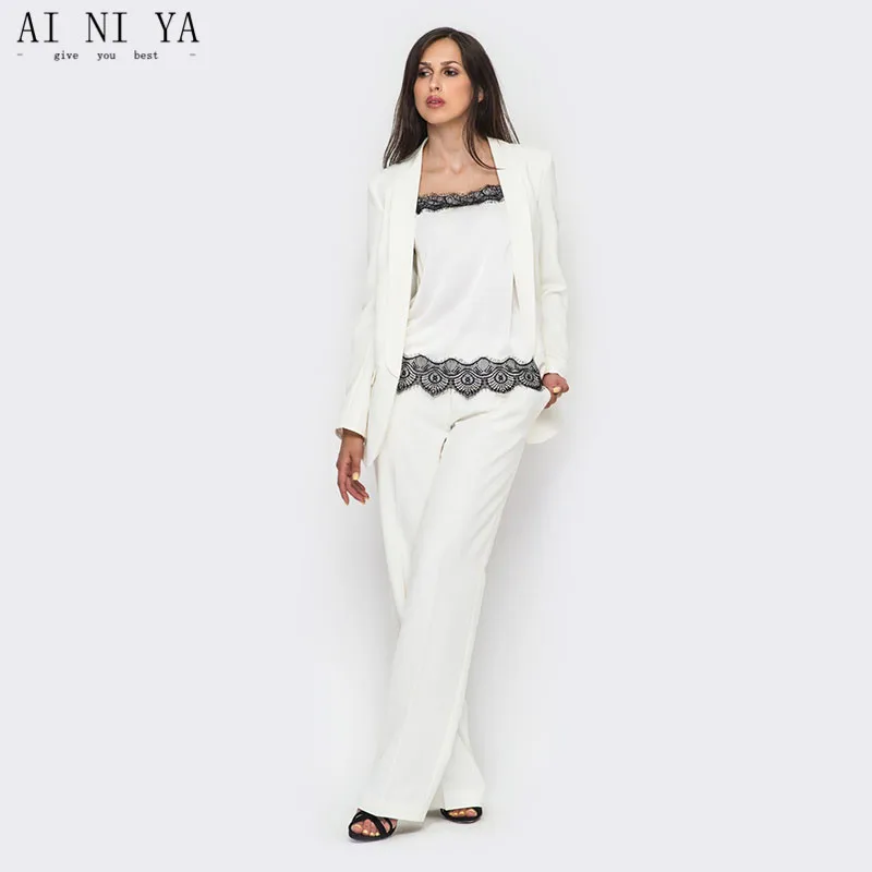 womens ivory trouser suit