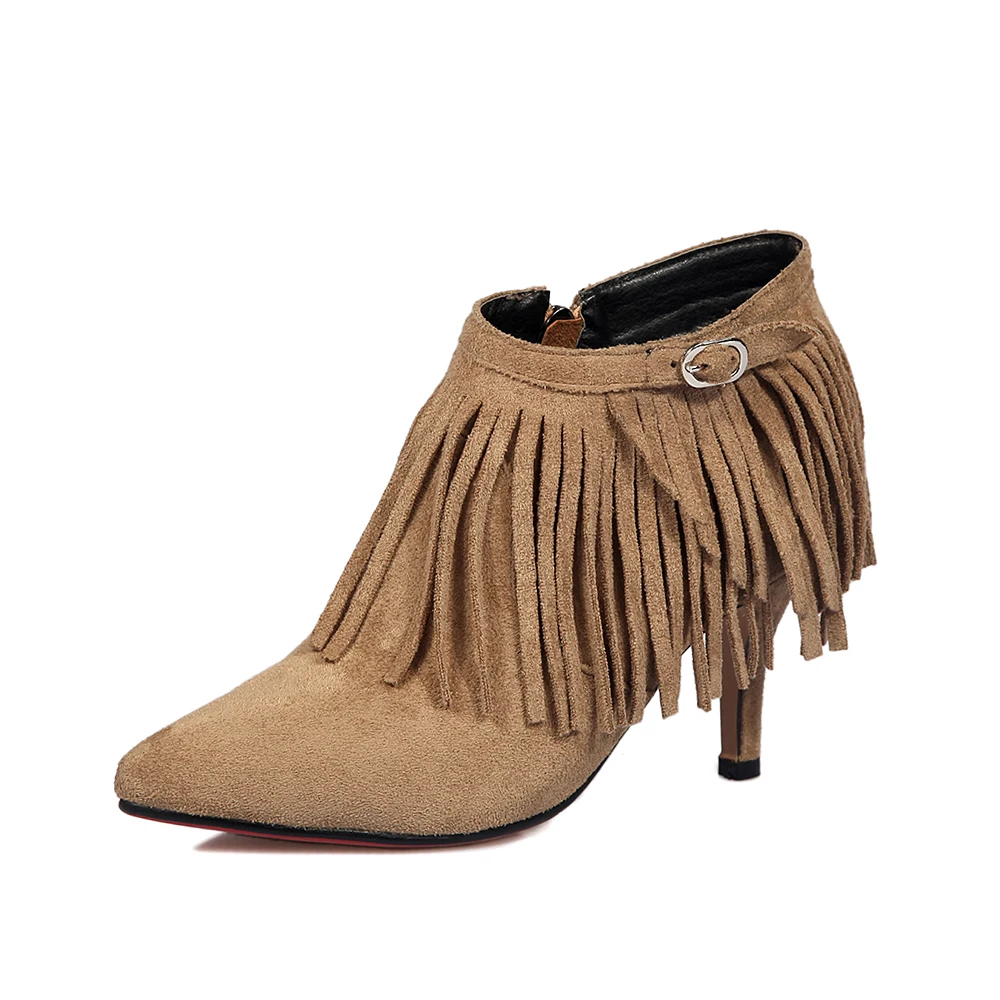 Frauen Martin Stiefel Quaste Spitz Größe Schuhe Schwarzes Heels Große 43 Neue Stiefeletten 34 Damen gelb High Reißverschluss S8xEqpEw5