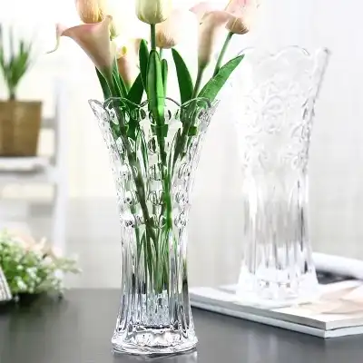 European Large Glass Transparent Vase Living Room Decoration
