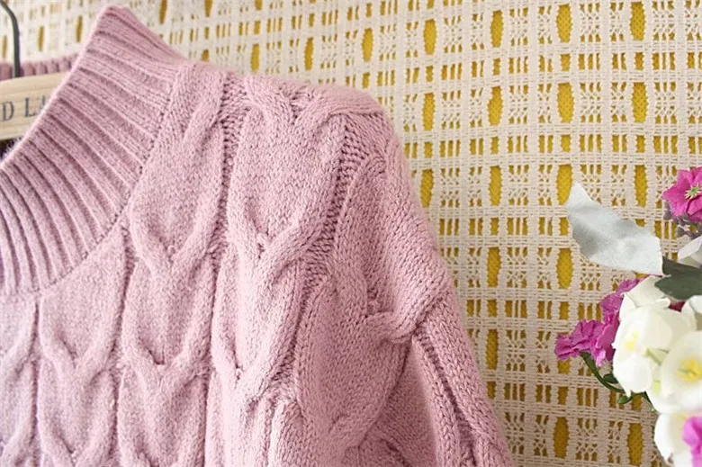 Зимние женские пуловеры размера плюс крест-накрест, черный, водолазка, вязаный Повседневный женский свитер большого размера, шерстяной Женский 4XL розовый