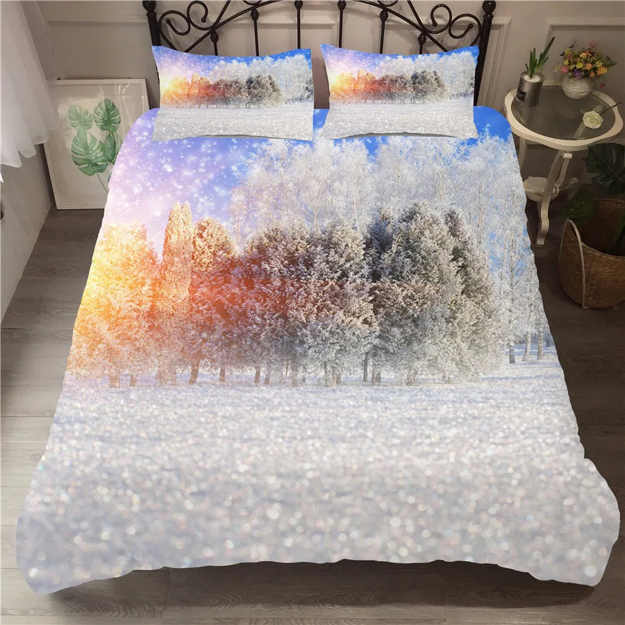 

A Bedding Set 3D Printed Duvet Cover Bed Set Snow Scene Home Textiles for Adults Bedclothes with Pillowcase #XUE01