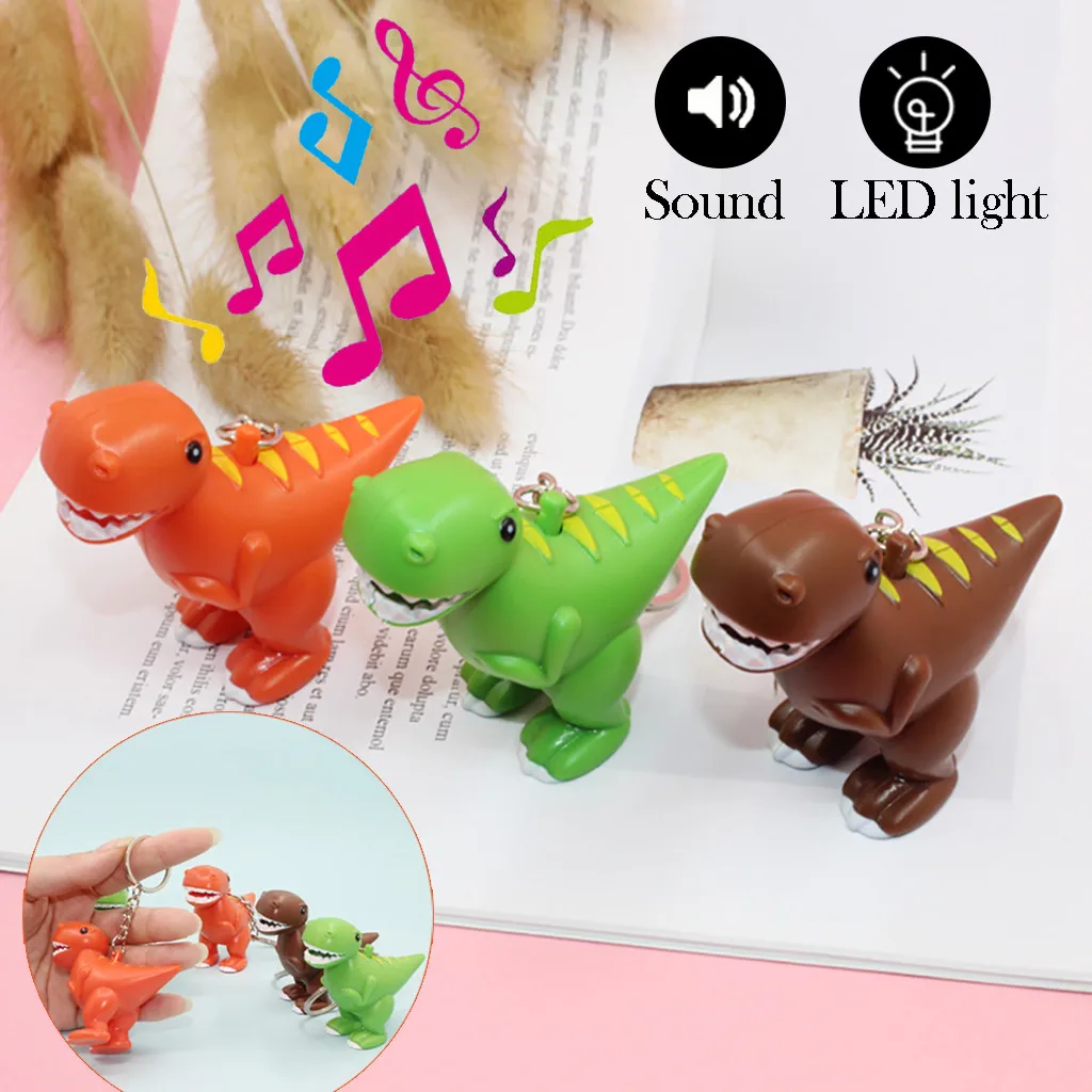 

Cute squishy toys Dinosaur Animal Sound LED Light Lamp Flashlight Keyring Key Chain Kids Gift Toy HOOLER