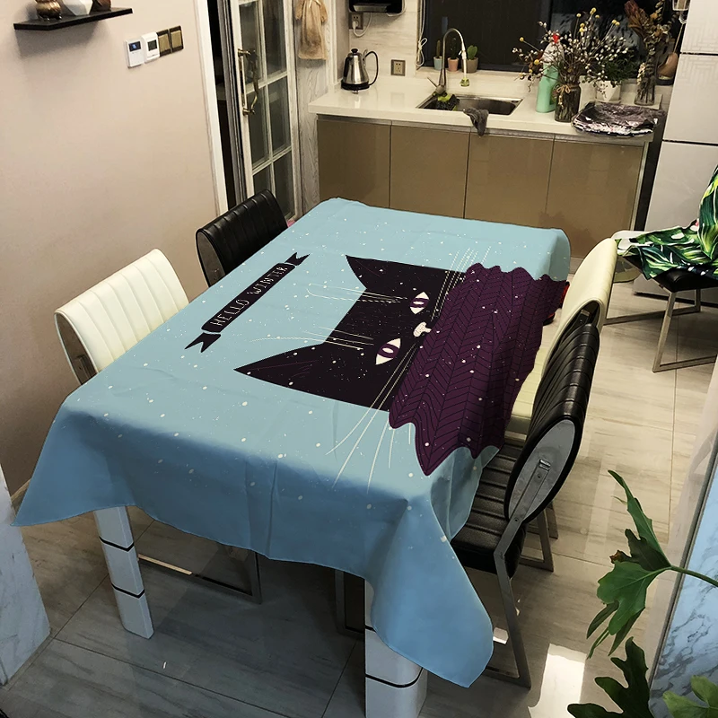 

3d Tablecloth Digital Printing Christmas cartoon Pattern Polyester Waterproof Table Cloth for Wedding Party Table Cover