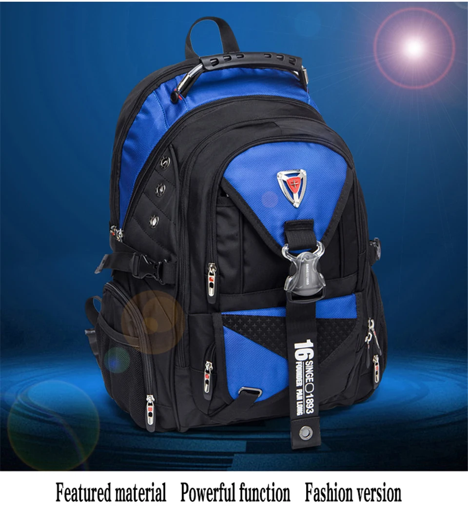 Брендовый Швейцарский рюкзак, мужской водонепроницаемый рюкзак 17 дюймов для ноутбука, черный Оксфорд, деловая дорожная сумка, многофункциональные школьные сумки, mochila