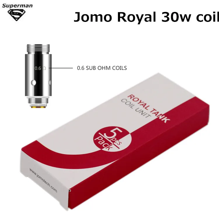 

5PCS/lot Original JomoTech Royal 30w coil Evaporator Electronic Cigarette Atomizer Core Replacement Coils SSOCC 0.6ohm Atomizer