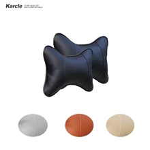 Karcle из 2 предметов из искусственной кожи автомобиля Средства ухода за кожей Шеи Подушки Средства ухода за кожей шеи подголовник дышащий автомобильного Подушки сиденье Средства ухода за кожей Шеи Подушки автомобиль-Стайлинг Аксессуары