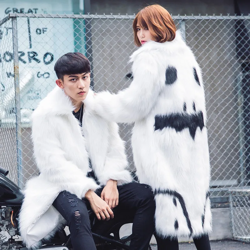 

New Fashion Winter Clothing Unisex Men Faux Fur Coat Women &Man Overcoat Furry Trench Coat