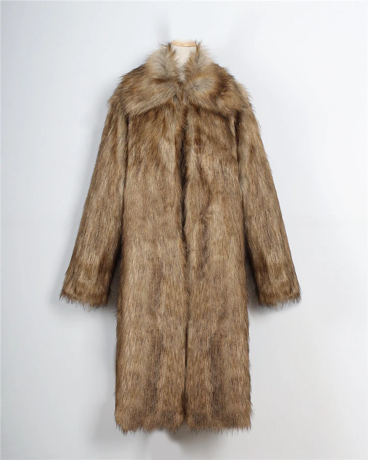 Fashion side collar long imitation fur fur jacket female autumn and winter new 2017 long coat coat female (23)