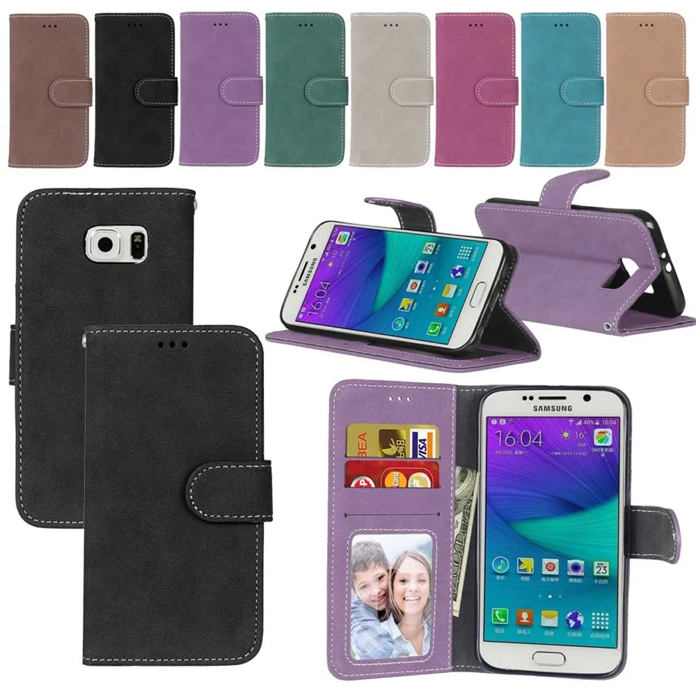 Luxury Flip Leather Case for Samsung Galaxy S7 Edge S8 Plus S9 Plus Stand Cover Matte Leather Cases for Sumsung Galaxy S5 S6 S7 S8 S902