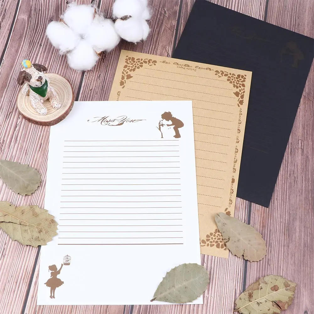 

8 Sheets Vintage Design Writing Stationery Paper Pad Note Letter Set 3 Colors Choose Court style
