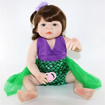 

23" Reborn Mermaid doll full silicone body reborn baby girl dolls for children toys gift real alive Bebes reborn bonecas