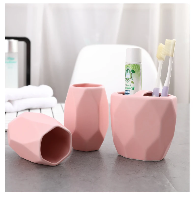 Однотонные керамические аксессуары для ванной комнаты, набор из 5 предметов, диспенсер для мыла для ванной, держатель для зубной щетки, чашка для рта, мыльница mx6141439