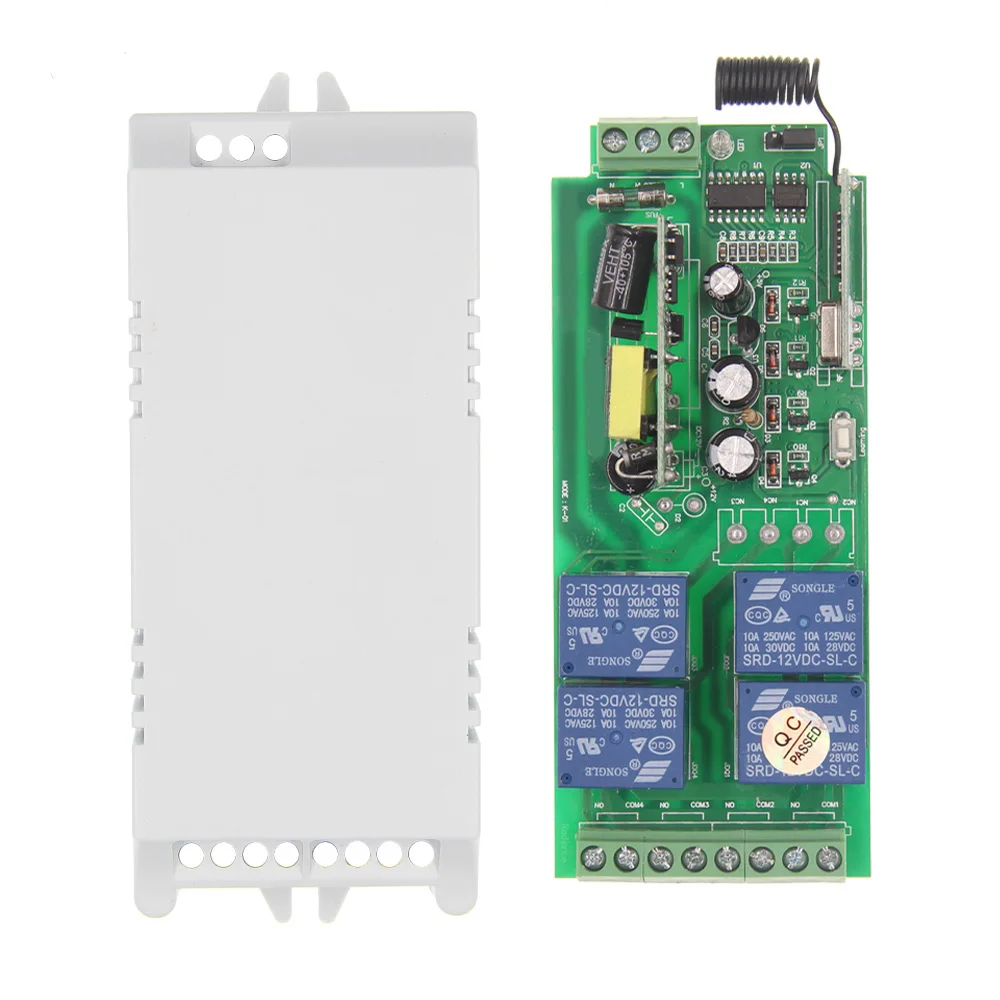 

AC85V-265V 110V 220V 230V 4 Channel 4CH RF Wireless Remote Control Switch System Receiver Only, 315 / 433 MHz