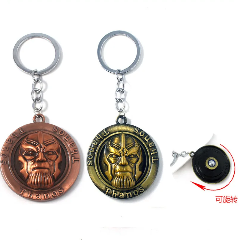 

2019 Avengers 4: Endgame Movie Keychains 3D Thanos Rotatable Marvel Keychain jewelry metal Accessories Keyring