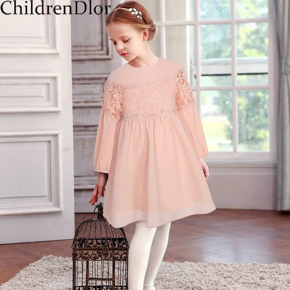 

Girls Lace Dress 2017 Brand Princess Dress Girls Clothes with Long Sleeve Reine Des Neige Kids Dresses Children Costume Clothing