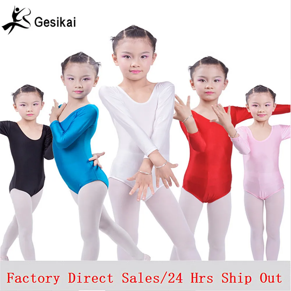 Балетные трико для девочек с длинными рукавами, костюм Zentai для девочек, детский гимнастический трико с защелкой