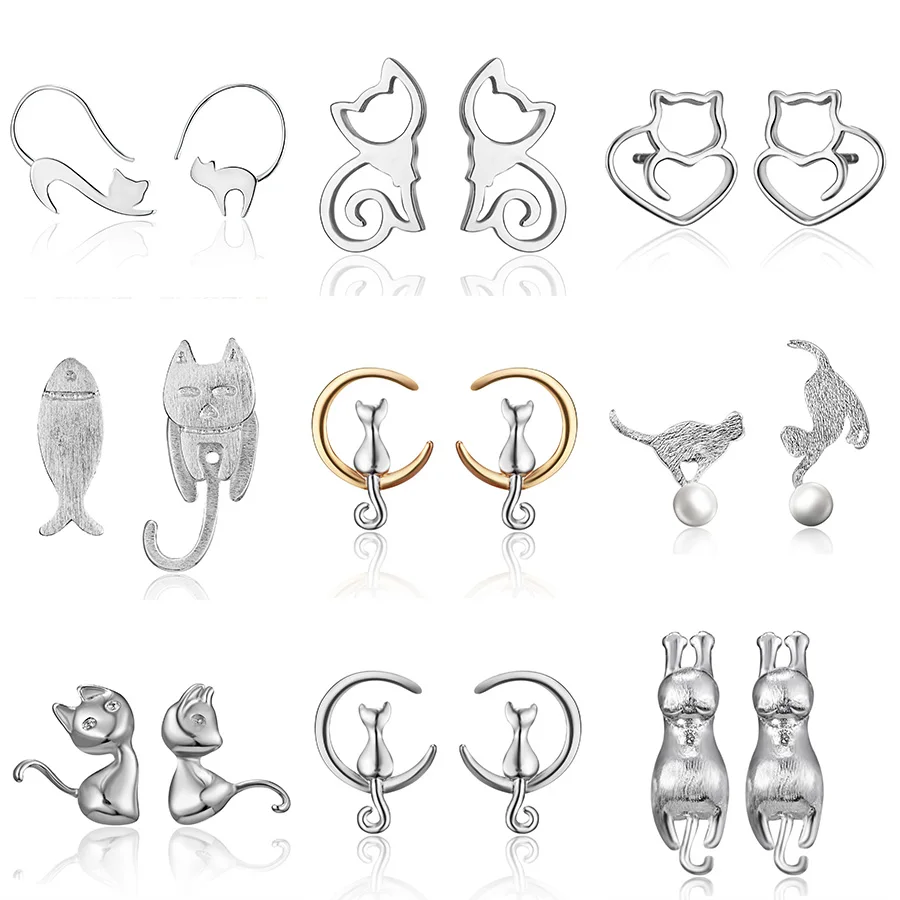 

Fashion Cute kitten Ear Studs Fashion Mini Gold Silver Color Cat Stud Earrings Female Minimalist Jewelry Gifts Statement Jewelry