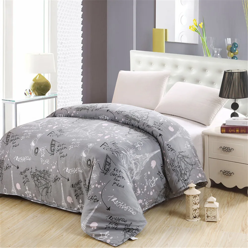 

Luxury print gray white Floral Bedding Eiffel Tower pattern twin Queen King size Duvet cover 100% Cotton adult Soft comfortable