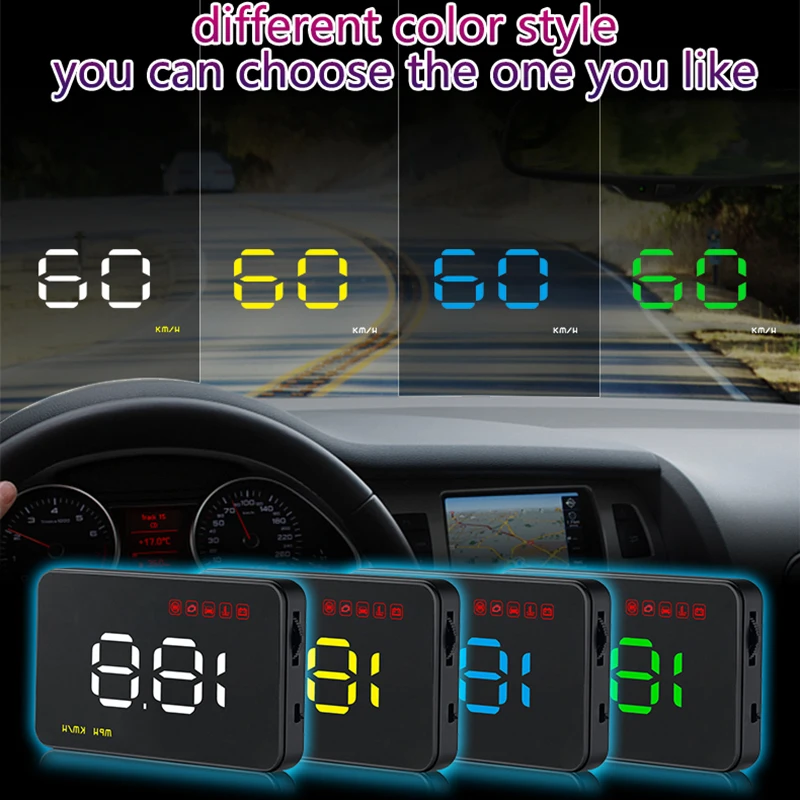 

3.5'' Car HUD Head Up Display OBD2 II EUOBD Overspeed Warning System Projector Windshield Auto Electronic Voltage Alarm