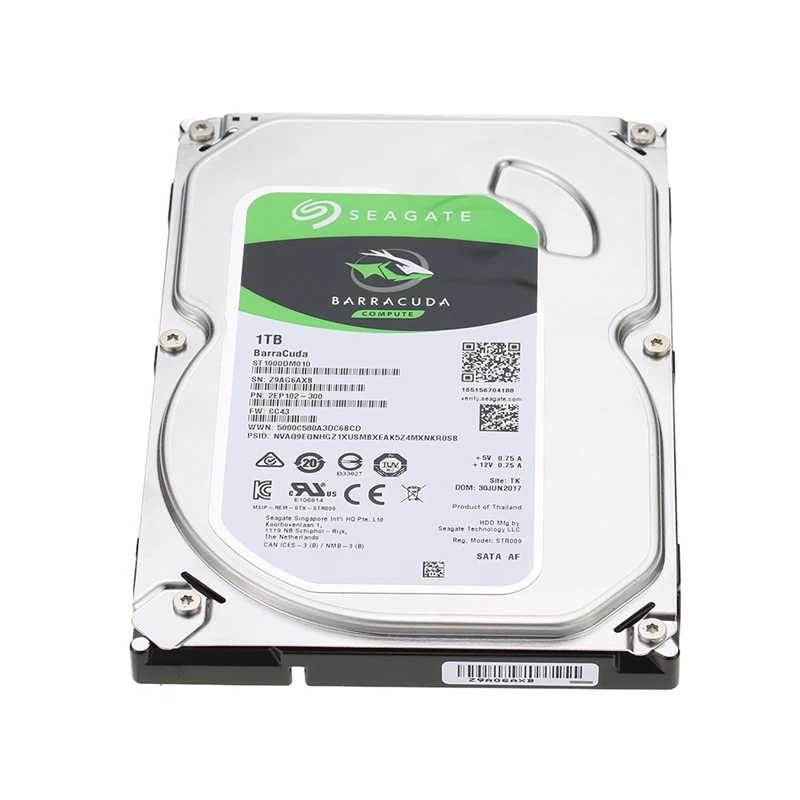 Seagate 1 ТБ Настольный HDD внутренний жесткий диск 7200 об/мин SATA 6 ГБ/сек. 64 МБ кэш 3," дюймовый HDD диск для компьютера ST1000DM010