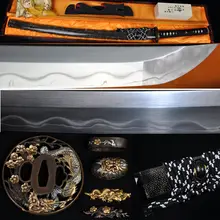 TOP JAPANESE SAMURAI SWORD FULL TANG KATANA DAMASCUS 1095 KOBUSE STEEL CLAY TEMPERED SHARP BLADE – REAL RAYSKIN WRAPPED SCABBARD