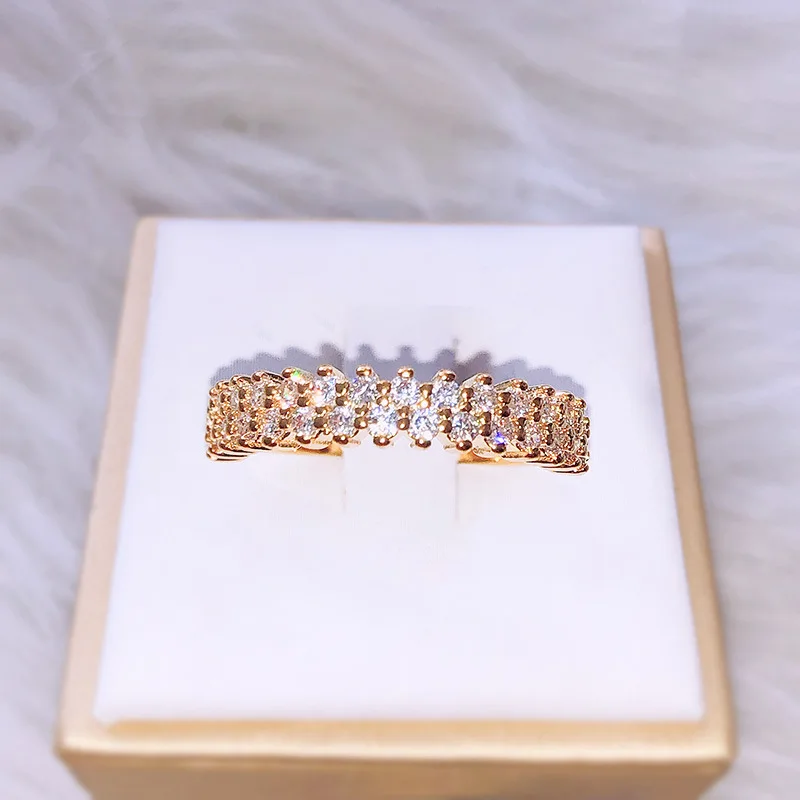 

Unique Design Silver and Gold Metal Clear Crystal Fashion Wedding Ring for Girls love ring