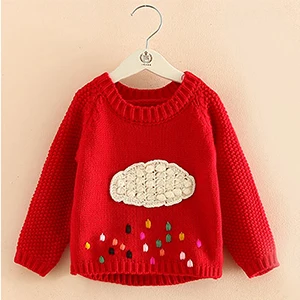 Одежда для девочек; сезон осень-зима; теплый вязаный свитер с вышитыми героями мультфильмов; детская Wear1-4; Качественная одежда для детей; Лидер продаж - Цвет: Красный