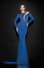 2017 herbst Winter Samt Long Sleeve Royal Blue Mermaid Abendkleider