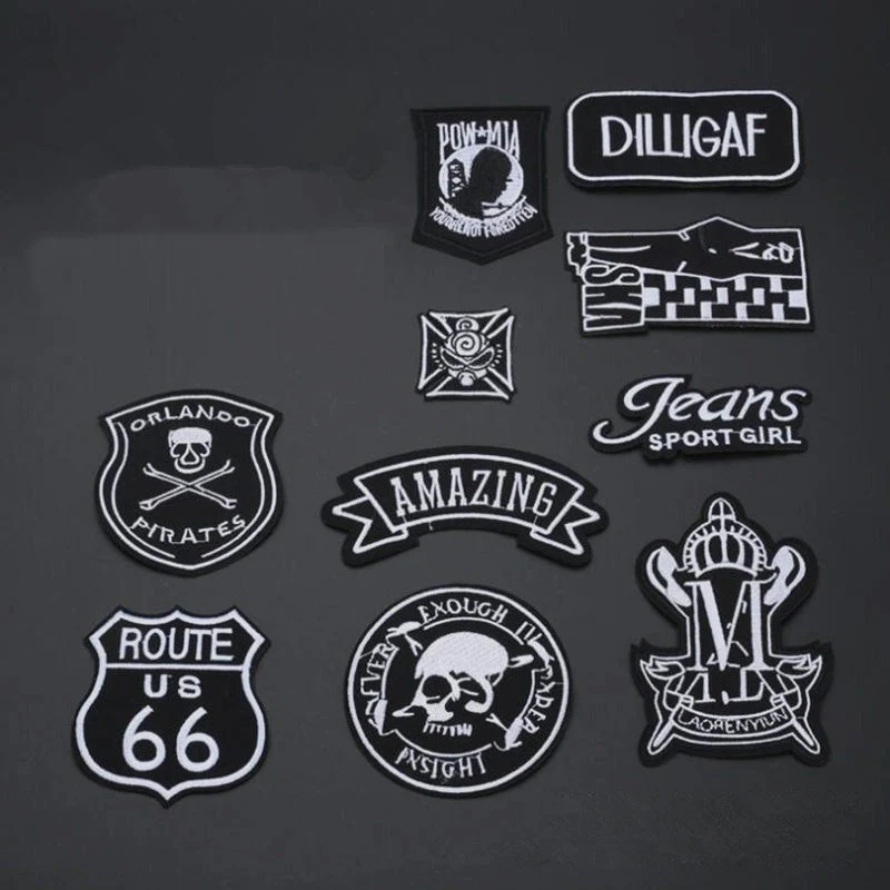 

Black Military Motif Set Embroidered Patches for Clothing Sew Iron on Clothes Badge Patch Army Appliques For Down jacket