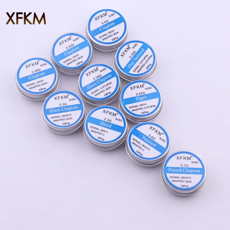XFKM NI80 Alien Clapton катушка плоская скрученная сплавленная Quad Tiger нагревательная
