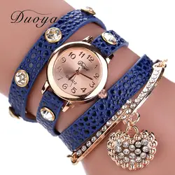 Duoya Хит продаж роскошные модная подвеска в виде сердца женские часы Vrouwen Horloges Relojes Mujer Relogios Feminino