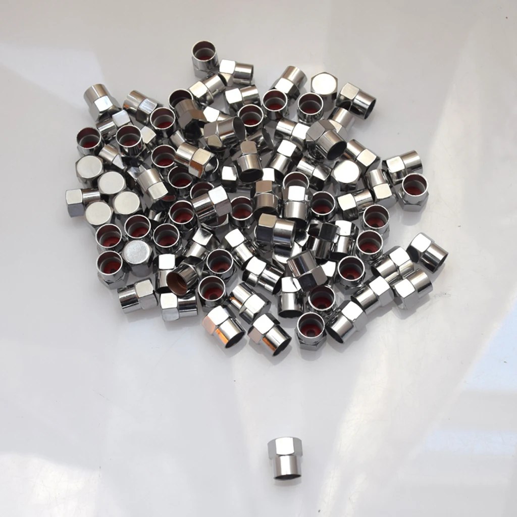 100 Pieces Tire/Wheel Air Pressure Stem Valve Caps Plastic Made Chrome Plated Universal