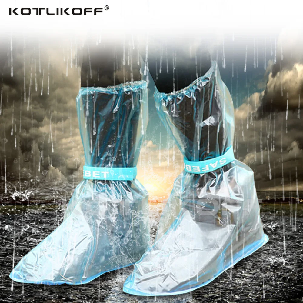 

Long Shoe Cover for Men Women Rain Shoe Cover Reusable for Shoes Waterproof Blue High-Top Overshoes Boots Protector Covers