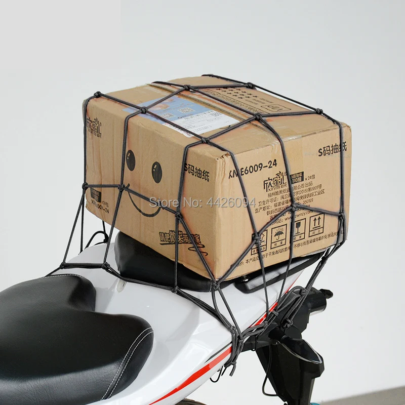 Motorcycle Helmet Net Bag 40X40CM Rear Trunk Mesh Elastic Rope Web Mesh Bags With Hooks Rear Seat Elastic Rope