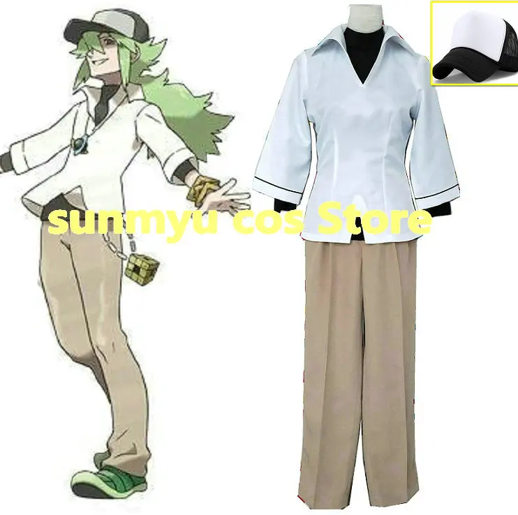

Free Shipping!Pokemon Black and White Versions Trainer N Cosplay Costume,Size customizable,Halloween Performance wholesale