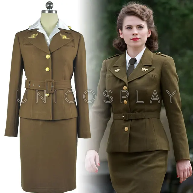 captain america the first avenger agent peggy carter dress cosplay costume woman army suit sets jacket