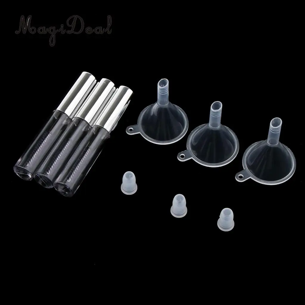 3pcs 4ml Empty Mascara Tube with Eyelash Wand with Rubber Inserts Funnels Set for Cosmetic DIY