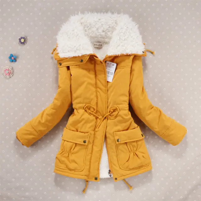 Autumn Winter Jacket Coat Women Parkas Woman Clothes Solid Long Jacket Slim Plus Size Women's Winter Jackets Coats S M L XL XXL - Цвет: yellow