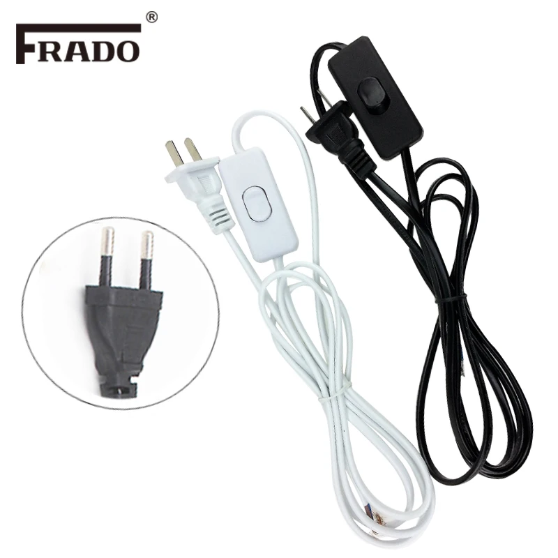 

1.8m On Off Power Cord For LED Lamp with Button switch switch EU Plug Light Switching White Wire Extension July Drop Ship