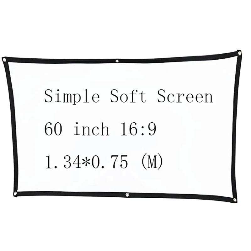 

Thinyou Simple Soft Projector Screen 60 inch 16:9 Portable HD Home Cinema Theater Foldable Screen Canvas for Projector
